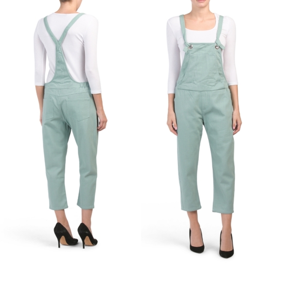 Paper Heart Pants - NWT Cropped Denim Utility Overall in Sage - Small